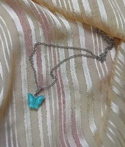 Cute Blue Butterfly Pendant Necklace