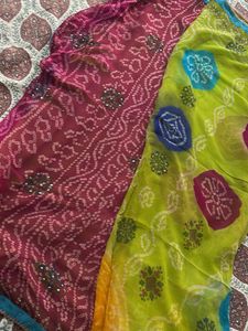 Vibrant Bandhani Saree with Embellishments