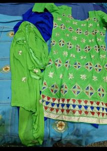 Green Embroidered Kurta  with dupata salwaar