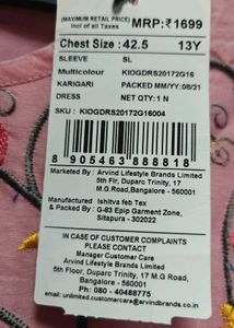 Karigari Girls Pink Embroidered sleeveless