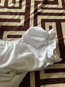 Chic White Ruched Crop Top