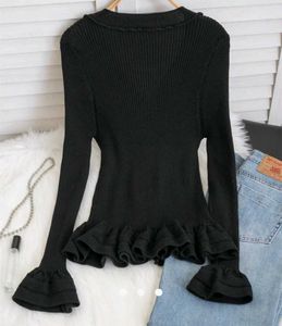 Black Ruffle Knit Cardigan 🐈‍⬛️🎼