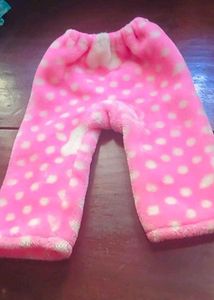Cute Pink Polka Dot Fleece Pants