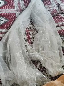 Elegant White Sequined Dupatta