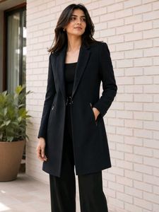 Women's Blue  Long Blazer Jacket