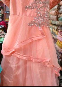 Beautiful Peach Layered Gown