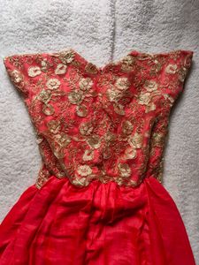 Elegant Coral Embroidered Gown( HIGH DISCOUNT)