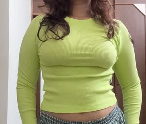 Neon Ribbed Long Sleeve baby tee