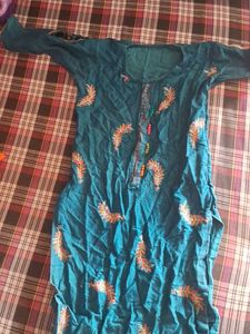 Teal Embroidered Kurta