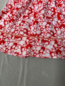 Red Floral V-Neck Dress