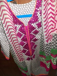 cotton  kurta with chiffon  dupatta