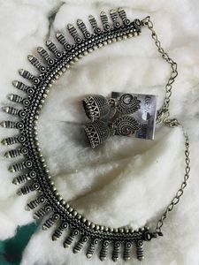 Oxidised Silver Choker Set