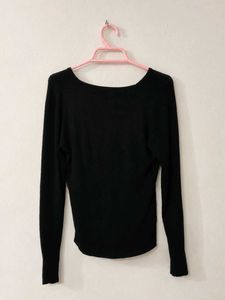 Black Embroidered Floral Long Sleeve Top
