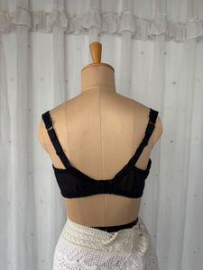 Lace Black Bra with Pink Bow Detail