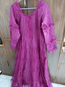 Elegant Purple Gown with Ruffles