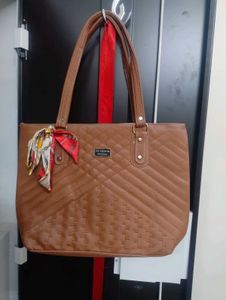 Tan Diamond Quilted Tote Bag