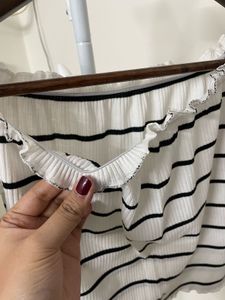 Striped Off-Shoulder Long Sleeve Top