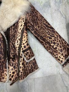 Leopard Print Leather* Fur Jacket