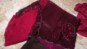 Designer Maroon Floral Saree