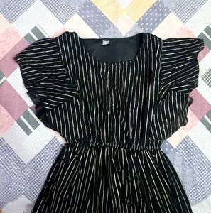 Black & Golden Striped Maxi Dress