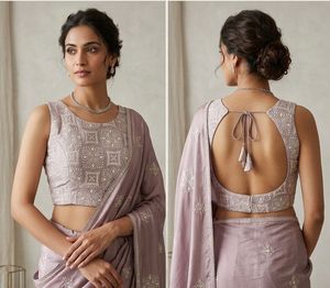 Lavender Embroidered Ethnic Blouse