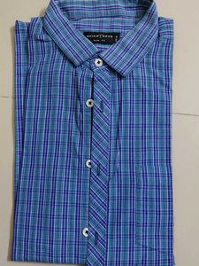Men's Blue Plaid Slim Fit Shirt
