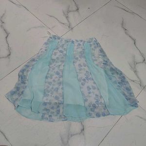 Lightweight Sheer Blue Print Skirt