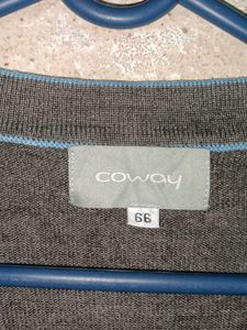 Classic Grey Cardigan with Blue Trim