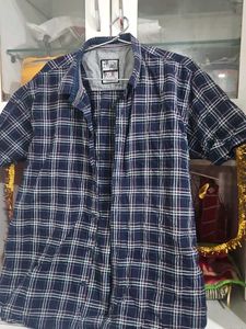 Men's Blue Plaid Short Sleeve Shirt