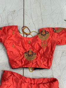 Orange Embroidered Lehenga Choli Set