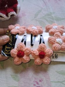 Crochet Flower Hair Clips Set