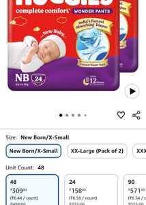 4 packs of Huggies Pants With 3 Diapers Free