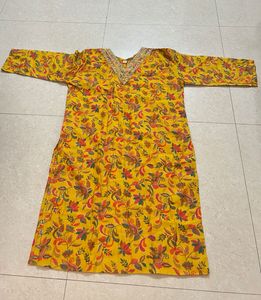 Yellow Floral Print Kurta with Palazzo