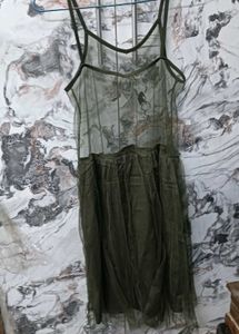 Sheer Olive👗 Green Mesh Dress