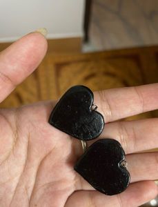 Cute Black &amp; White Heart Earrings