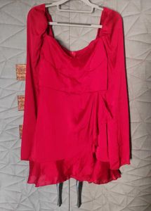 Red Ruffle Wrap Dress