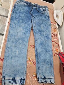 Acid Wash Denim Joggers