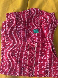Red Bandhani Print Kurta