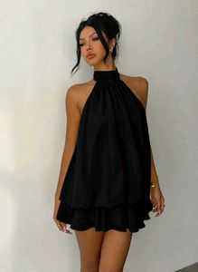 Chic Black Halter Neck Mini Dress