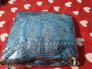 Blue Net Semi Stitched Lehenga