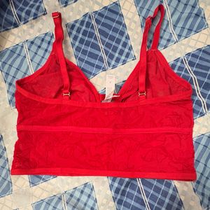 Red Sheer V-Neck Bralette