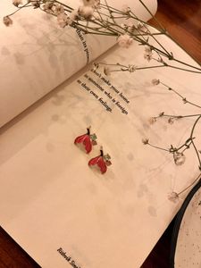 Charming Red Flower Stud Earrings