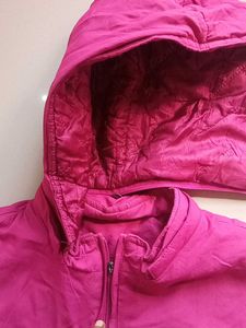 Fuchsia Hooded Quilted Jacket