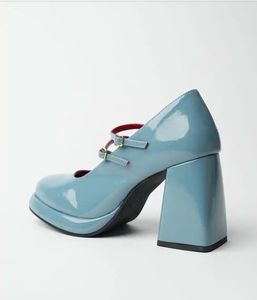 Blue Patent Mary Jane Heels