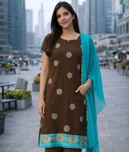 kurti with double color long duppata