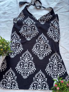 Boho Black &amp; White Print Blouse