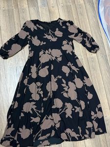 Harpa Black Midi A-line Dress