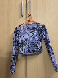 Trendy Marble Print Mesh Top