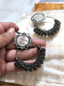 Oxidized Silver Jhumka Hoop Earrings combo