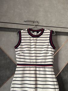 Classic Striped Sleeveless Knee-Length Dress